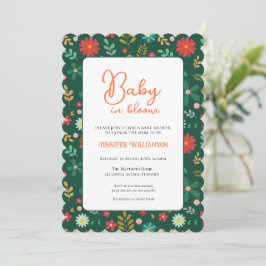 Grön botanisk baby shower-inbjudan inbjudningar