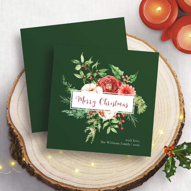 Grön Botanisk God Jul-Kort (Green Botanical Merry Christmas Card
)