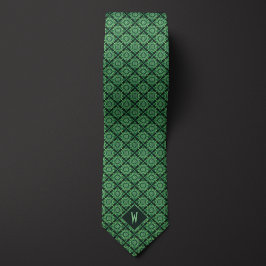 Grön botanisk mandala slips