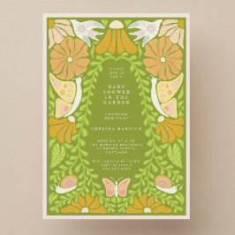 Grön botanisk trädgård baby shower inbjudan