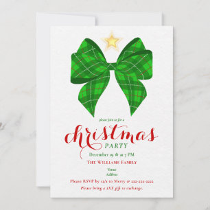 Grön Bow Jul Friendsmas Xmas Arbetscocktail Inbjudningar