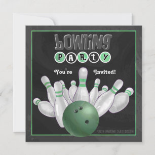 Grön Bowlingfest Inbjudan