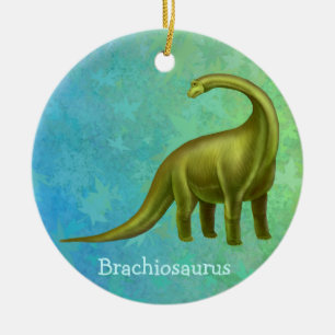 Grön BrachiosaurusDinosaurprydnad Julgransprydnad Keramik