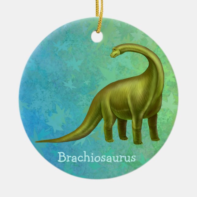 Grön BrachiosaurusDinosaurprydnad Julgransprydnad Keramik (Framsidan)