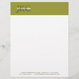 Grön brevhuvud för Monogramaffärslogotyp