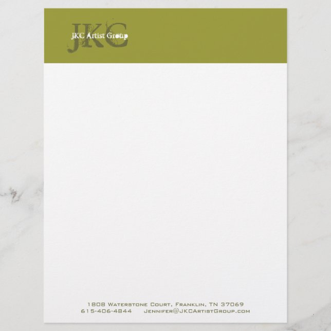 Grön brevhuvud för Monogramaffärslogotyp (Framsida)
