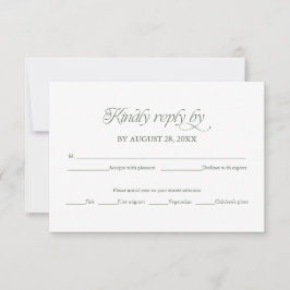 Grön bröllops-RSVP elegant svarsbrevskort OSA Kort