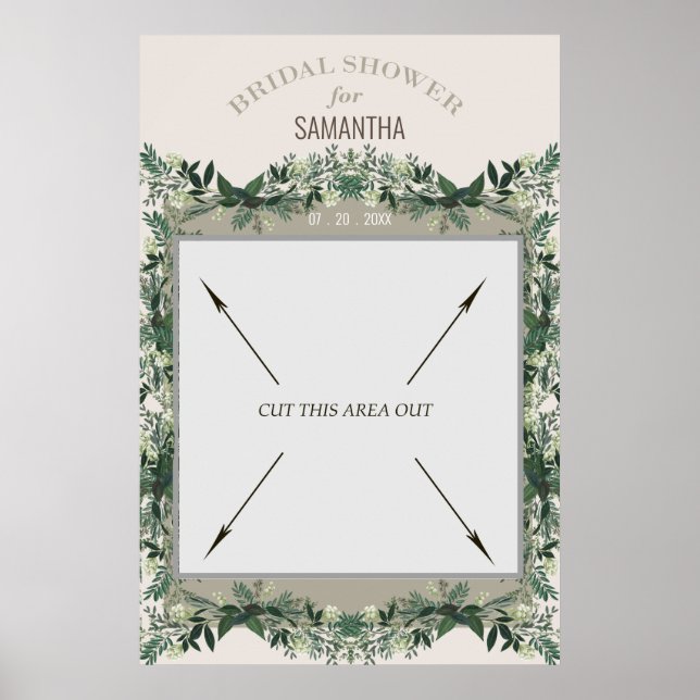 Grön bröllopsduschPortabel fotobås Poster (Framsidan)