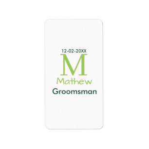grön bröllopsgäst namn bokstav datum manlig pastel adressetikett