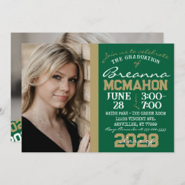 Grön & Brons Guld Examen 2 Foto Inbjudan