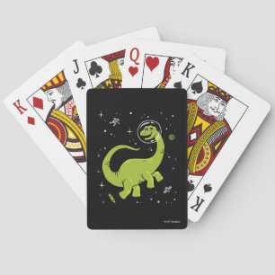 Grön Brontosaurus Dinos i utrymme Casinokort