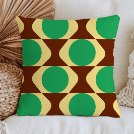 Grön, Brun & Beige Mid Century Modern Retro Kudde