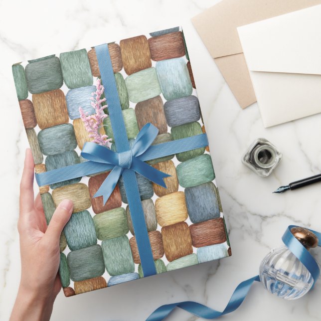 Grön Brun Blå Gul Fyrkantig Födelsedag Presentpapper (Gifting)