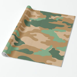 Grön brun Camo kamouflage som slår in papper Presentpapper