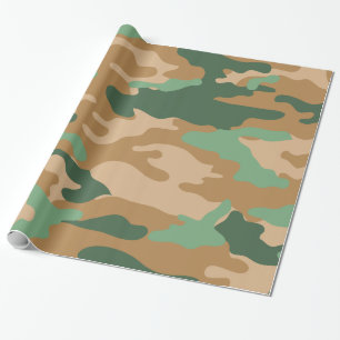 Grön brun Camo kamouflage som slår in papper Presentpapper