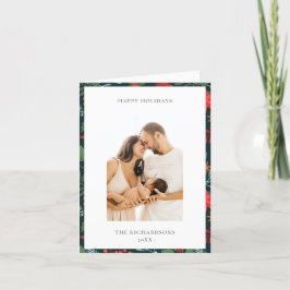 Grön Brun Jul Floral Mönster Foto Glad Helgkort