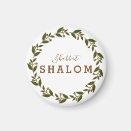 Grön Brun Krans, Shabbat Shalom Akvarell Magnet