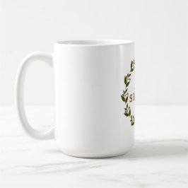 Grön Brun Krans Vattenfärg Botanisk Lövverk Kaffemugg