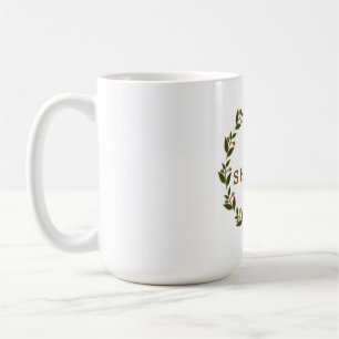 Grön Brun Krans Vattenfärg Botanisk Lövverk Kaffemugg