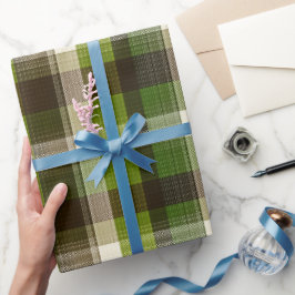 Grön Brun Skogsrand Rut Moss Rutig Mönster Presentpapper