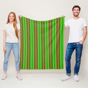 Grön Brun Stilren Randig Mönsterdesign Fleecefilt
