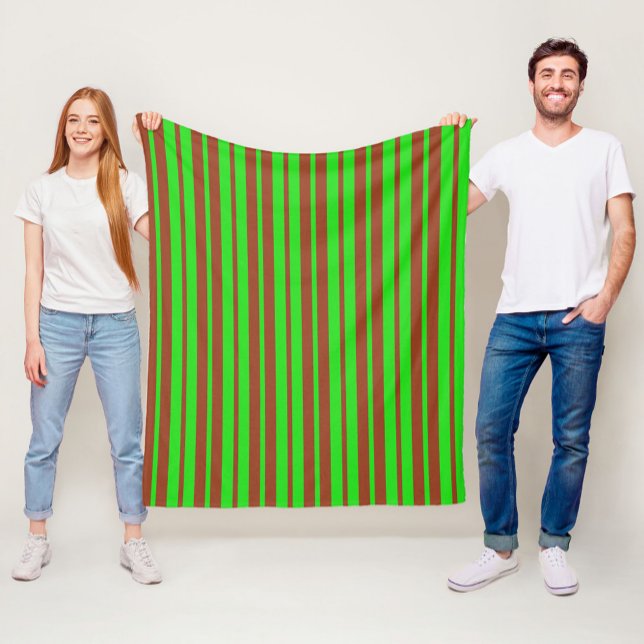 Grön Brun Stilren Randig Mönsterdesign  Fleecefilt (Skapare uppladdad)