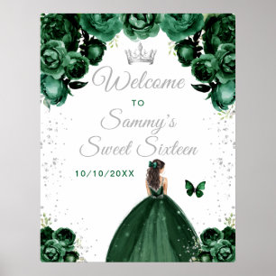 Grön brunett hår prinsessa Sweet Sixteen välkomsts Poster