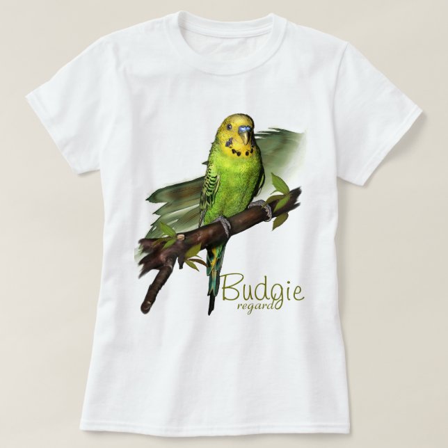 Grön Budgie konstutslagsplats T-shirt (Design framsida)