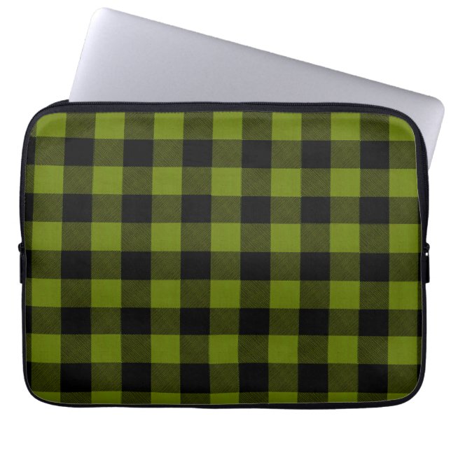 Grön Buffalo Check Trädgård Laptop Fodral (Framsidan)