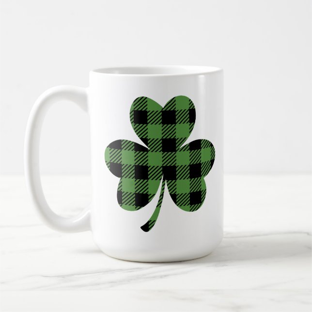 Grön Buffalo Rutig Shamrock Klöver Design-61104 Kaffemugg (Vänster)