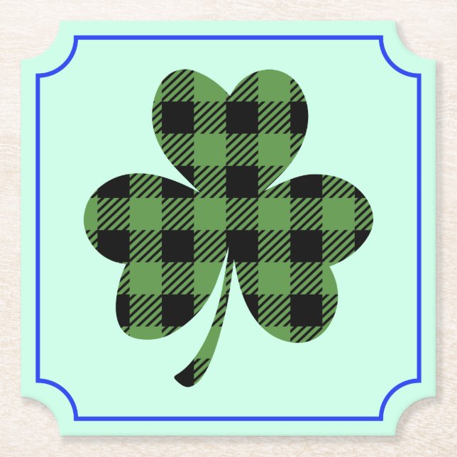 Grön Buffalo Rutig Shamrock Klöver Design-61104 Underlägg Papper (Framsida)