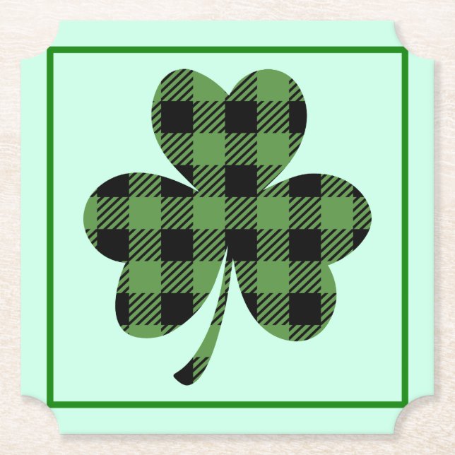 Grön Buffalo Rutig Shamrock Klöver Design-61104 Underlägg Papper (Framsida)