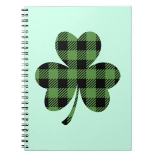 Grön Buffalo-rutig Shamrock-klöverdesign-61104 Anteckningsbok
