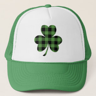 Grön Buffalo-rutig Shamrock-klöverdesign-61104 Keps