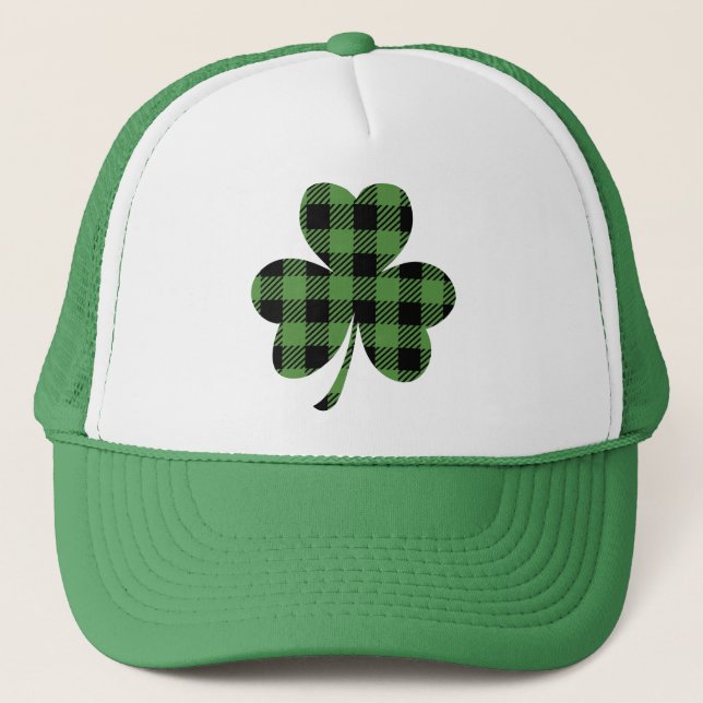 Grön Buffalo-rutig Shamrock-klöverdesign-61104 Keps (Framsida)