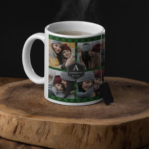 Grön Buffalo-rutig skogshuggarens fotokollage Kaffemugg