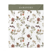 Grön burgunder vildblomma monogramnamn