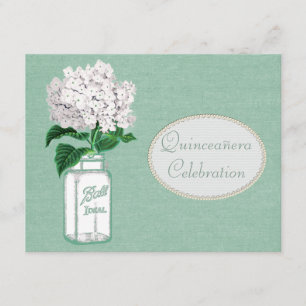 Grön Burlap för Mint, burk & vanlig hortensia Inbjudningar