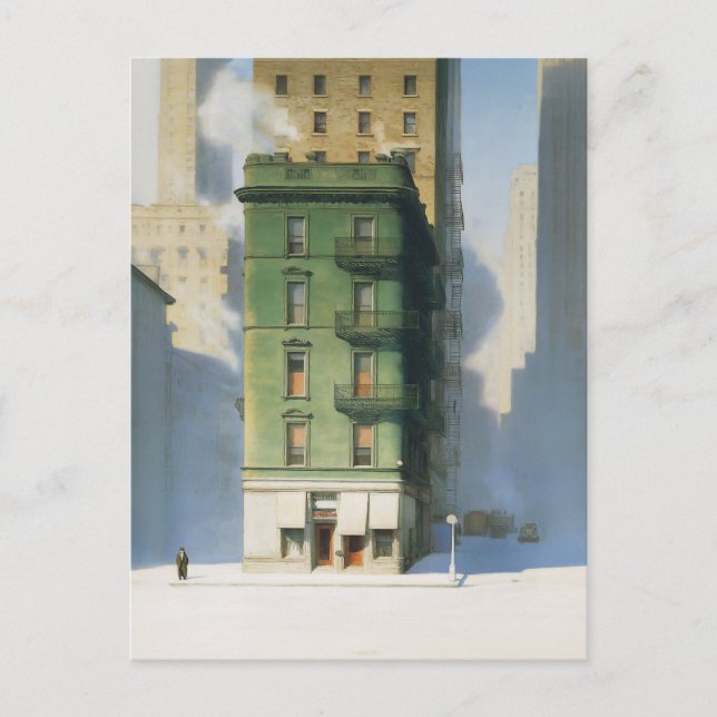 Grön byggnad i New York vinter Vykort (Framsida)