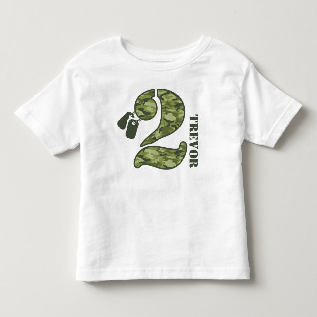 Grön Camo 2nd födelsedag T-shirt (Framsida)