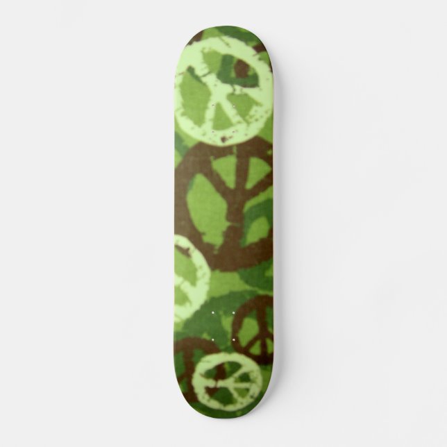 Grön Camo/fredssymbolerSkateboard Skateboard Bräda 19,5 Cm (Framsida)