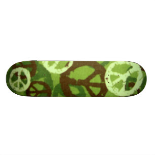 Grön Camo/fredssymbolerSkateboard Skateboard Bräda 19,5 Cm