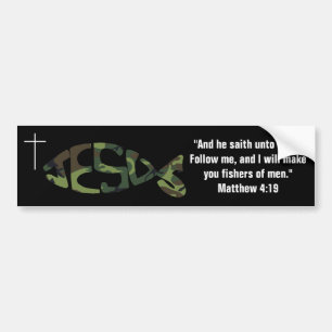 Grön Camo mönstrad JESUS fisksymbol rikliga Stic Bildekal