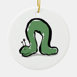 grön caterpillar julgransprydnad keramik