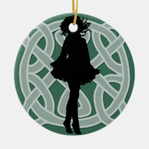 Grön Celtic dansareprydnad Julgransprydnad Keramik