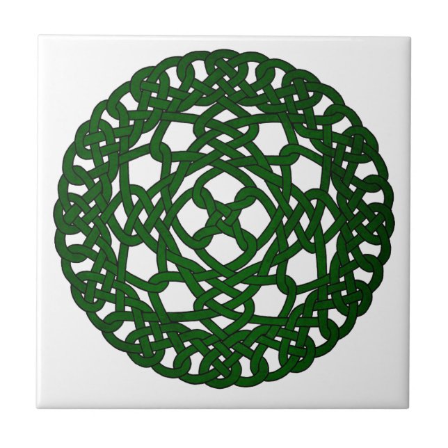 Grön Celtic fnurradesign Kakelplatta (Framsidan)