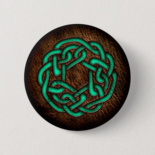 Grön celtic prydnad för Mystic på läder Knapp (Framsida)