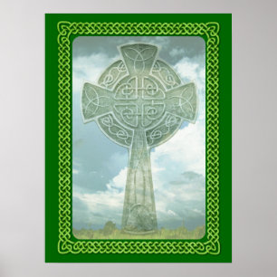Grön Celtickor och moln Poster