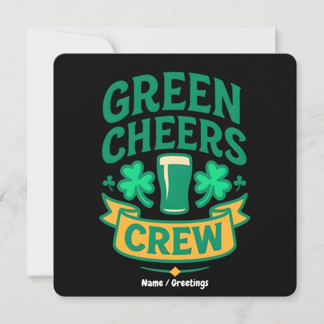 Grön Cheers Crew Kul St Patricks Dag Firande Inbjudningar (Framsida)