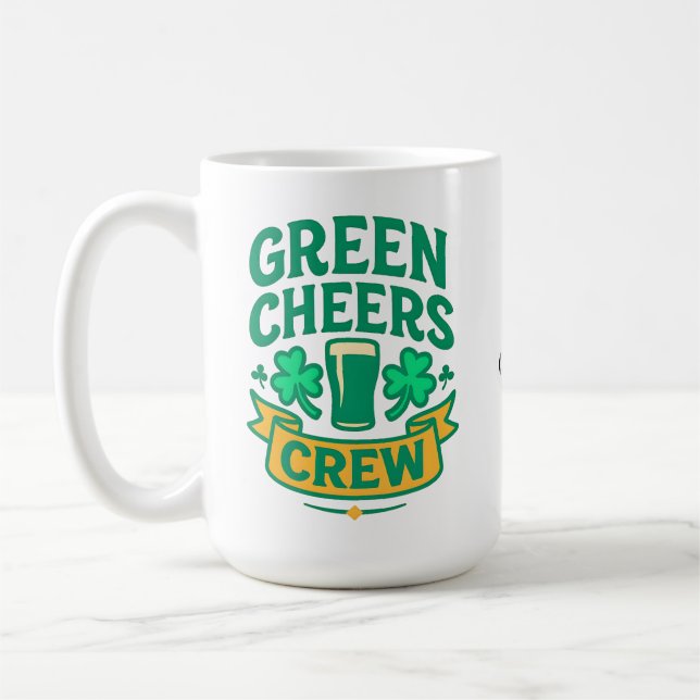 Grön Cheers Crew Kul St. Patricksdag Firande Kaffemugg (Vänster)